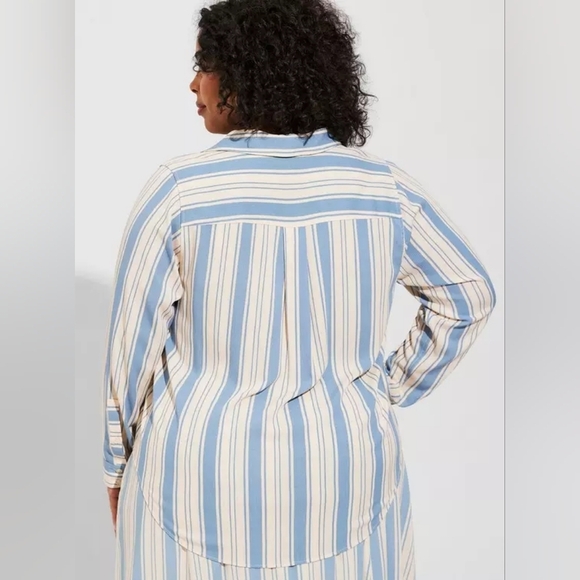 Torrid Lizzie Crinkle Gauze Button Up Stripe Skirt Maxi Set New 2x 3x - Picture 3 of 16